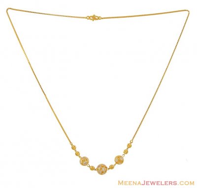 22kt Gold Chain (Necklace) with CZ ( Necklace with Stones )