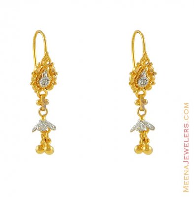 Gold Two tone earring ( 22Kt Gold Fancy Earrings )