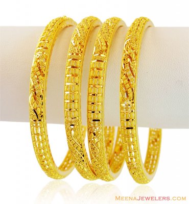 Gold Traditional Bangles Set (2 Pcs) ( Set of Bangles )