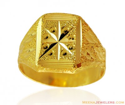 22k Gold Fancy Mens  Ring  ( Mens Gold Ring )