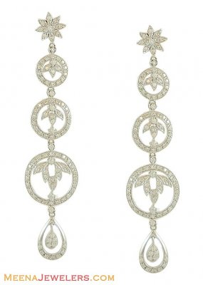 18Kt White Gold Designer Earring ( Long Earrings )