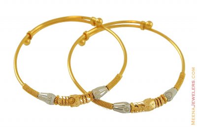 22k Designer Two Tone Baby Bangles ( Baby Bangles )