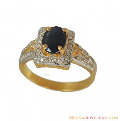 22Kt Gold Sapphire Ring ( Ladies Rings with Precious Stones )