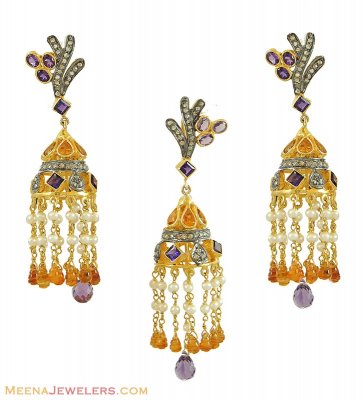 Victorian Chandelier Pendant Set ( Diamond Victorian Jewelry )
