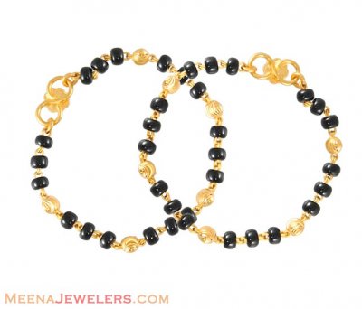 22K Black Beads Bracelet ( 22Kt Baby Bracelets )