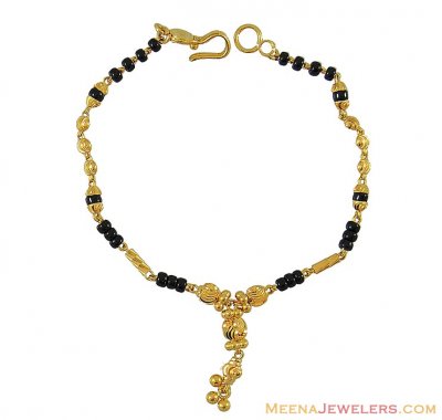 22k Black Beads Gold Bracelet ( Ladies Bracelets )