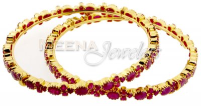 22Kt Gold Bangles with Ruby ( Precious Stone Bangles )