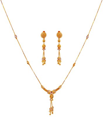 22K Gold Two Tone Necklace Set  ( Light Sets )