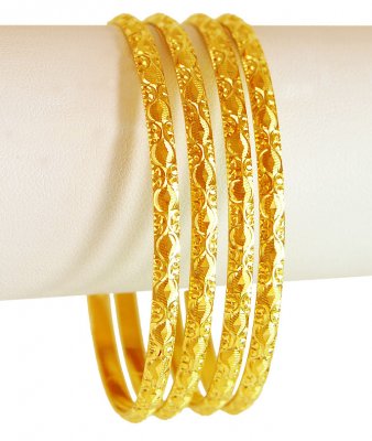 22kt Gold Laser bangles(4 pc) ( Gold Bangles )