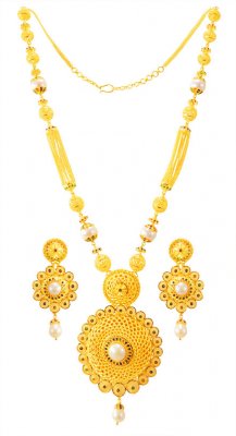 22Karat Gold Long Necklace Set ( Bridal Necklace Sets )