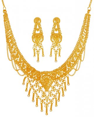 22Karat Gold Necklace Earring Set ( 22 Kt Gold Sets )