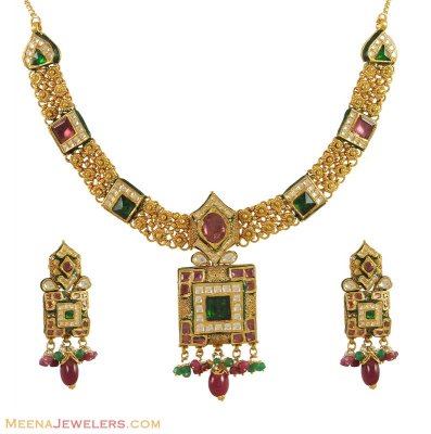 Kundan Necklace Set (22K Gold) ( Antique Necklace Sets )