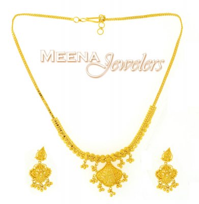 22Kt Yellow Gold Three Piece Necklace Set ( Light Sets )