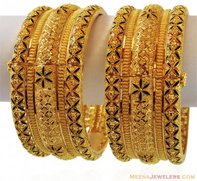 22K Gold Meena Wide Kadas(Pair) ( Kadas )