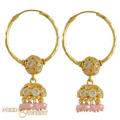 22Kt Gold Chandelier Hoops ( Hoop Earrings )