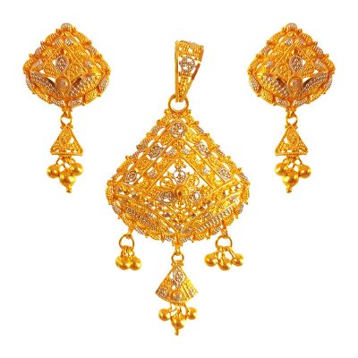 22kt Gold Two Tone Pendant Set ( Gold Pendant Sets )