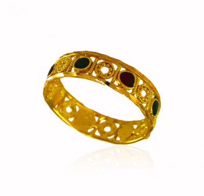 22K Gold Meenakari Band  ( Ladies Gold Ring )