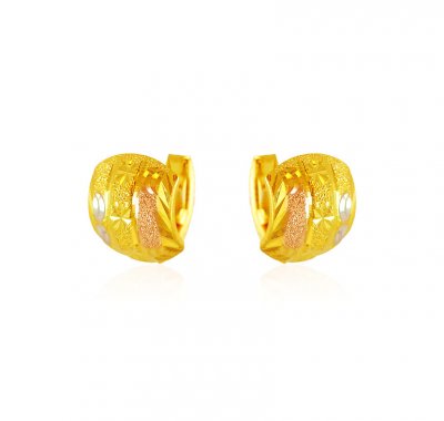 22k Gold Three Tone Earrings ( Clip On Earrings )