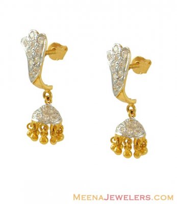 Two Tone Chandelier Earrings(22k) ( 22Kt Gold Fancy Earrings )