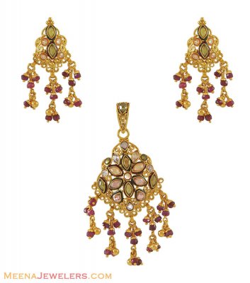 22K Antique Style Pendant Set ( Antique Pendant Sets )