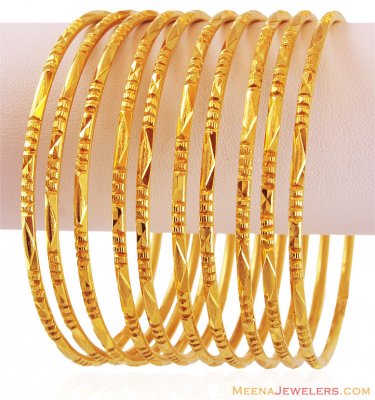 22k Machine Bangles Set (10PC) ( Set of Bangles )