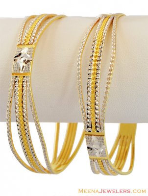 22K Two Tone Rhodium Bangle (1 Pc) ( Two Tone Bangles )