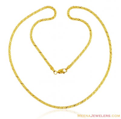 22k Fancy Light Weight Chain 18 in  ( Plain Gold Chains )