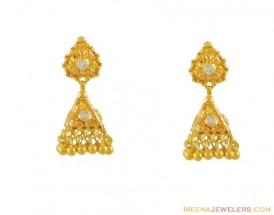 22kt Yellow Gold Earrings ( 22Kt Gold Fancy Earrings )
