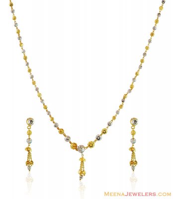 Fancy 22k 2 tone Balls Necklace Set ( Light Sets )