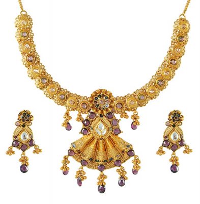 22K Designer Necklace Set ( Antique Necklace Sets )