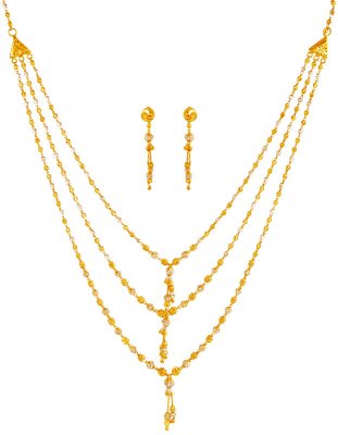 22K Three Layered  Necklace Set  ( Light Sets )