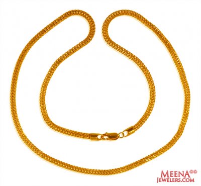 22K Gold Round Fox tail 22 Chain ( Plain Gold Chains )