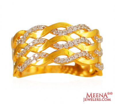 Cubic Zircon 22 Karat Gold Band ( Ladies Signity Rings )