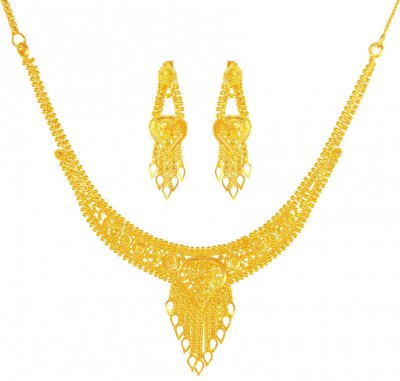 22Kt Gold Necklace Earring Set ( 22 Kt Gold Sets )