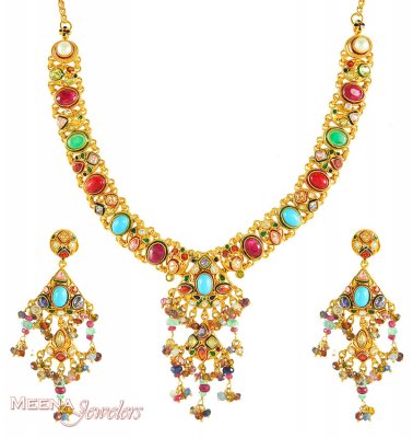 22K Antique Necklace Set ( Antique Necklace Sets )