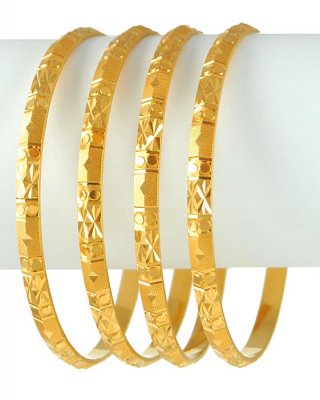 Gold handmade Bangles Set (2Pcs) ( Gold Bangles )