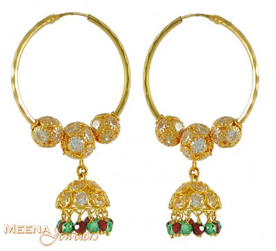 22Kt Gold Chandelier Hoop ( Hoop Earrings )