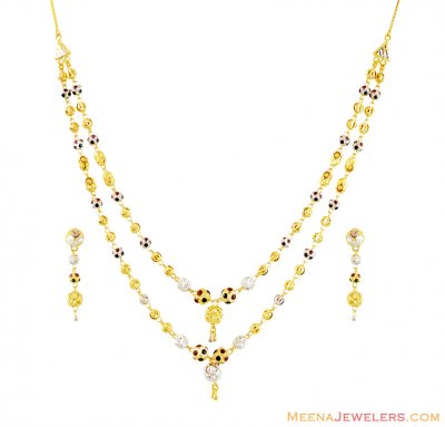 22K Two Tone Layered Set ( 22 Kt Gold Sets )