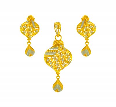 22Kt Gold 2 Tone Pendant Set ( Gold Pendant Sets )