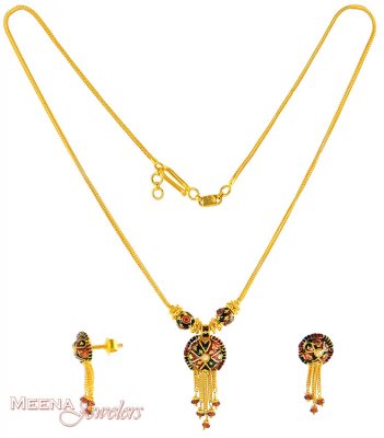 22K Gold Necklace Set ( Gold Designer Sets )