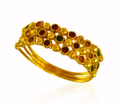 22Kt Gold Meenakari Ring  ( Ladies Gold Ring )