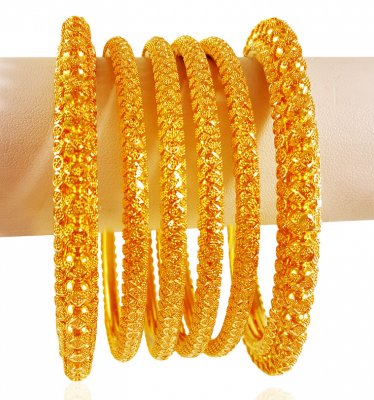 22 Karat Gold Bangles Set (6 PCs) ( Set of Bangles )