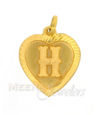 22Kt H Initial Pendant ( Initial Pendants )