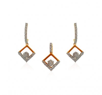 18kt Gold Diamond Pendant Set ( Diamond Pendant Sets )