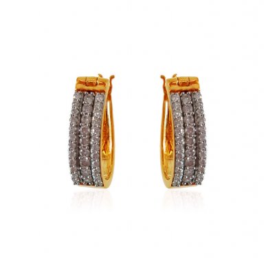 18k Gold Diamond Earring for Ladies ( Diamond Earrings )