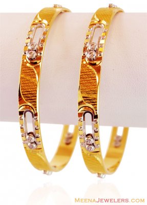 22K Designer Moving Stones Bangle ( Two Tone Bangles )