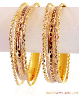 22k Fancy Rohdium Square Bangles  ( Two Tone Bangles )