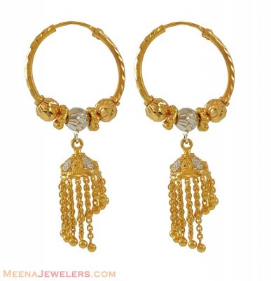 22k Two Tone Bali With Jhumki ( Hoop Earrings )