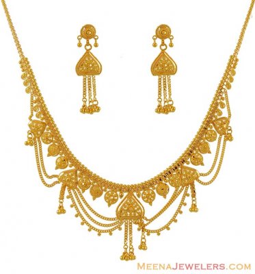 Gold Fancy Necklace Set ( Light Sets )