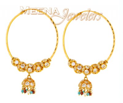 22Kt Gold Hoop Earrings with Jhumki ( Hoop Earrings )